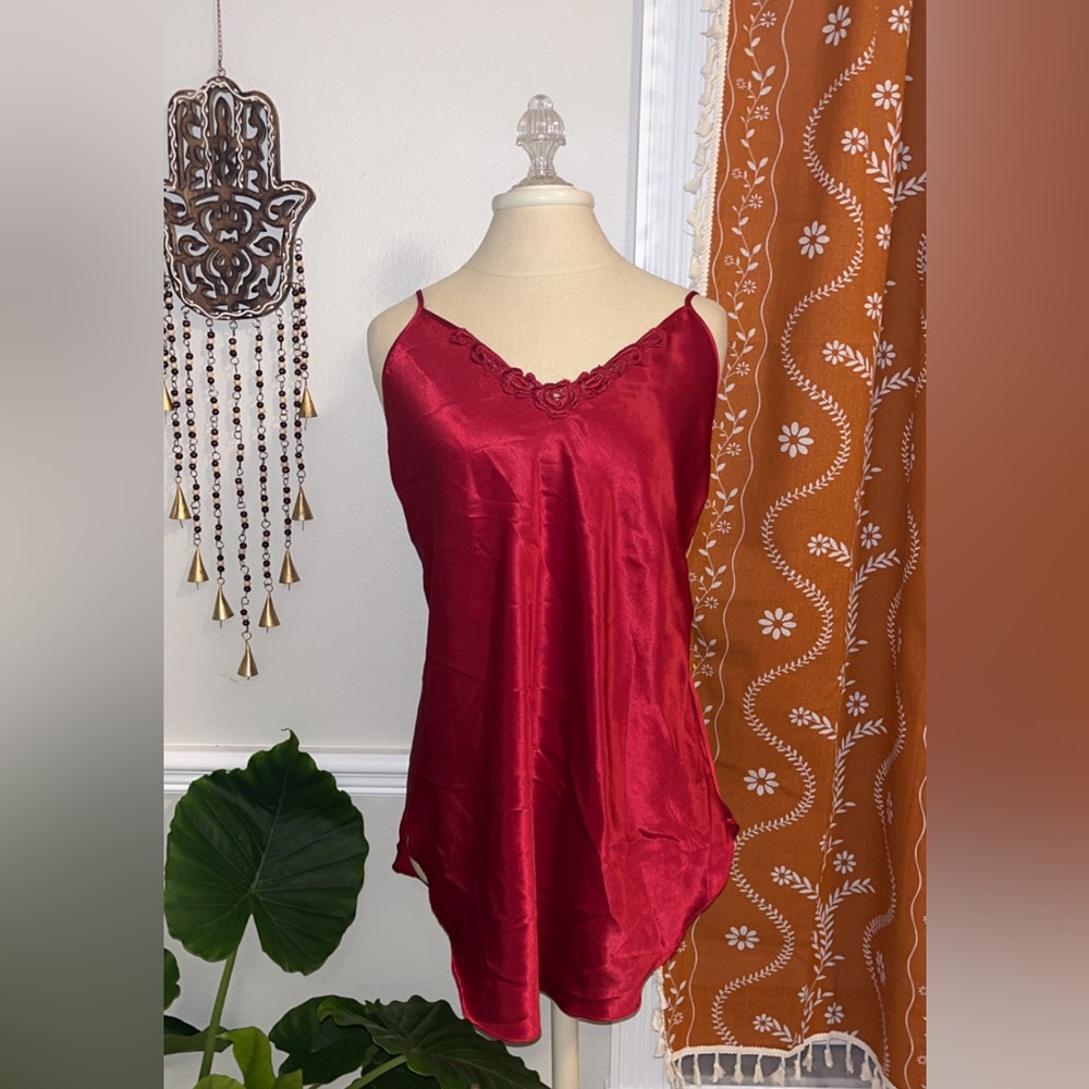 Luxurious Burgundy Satin Chemise